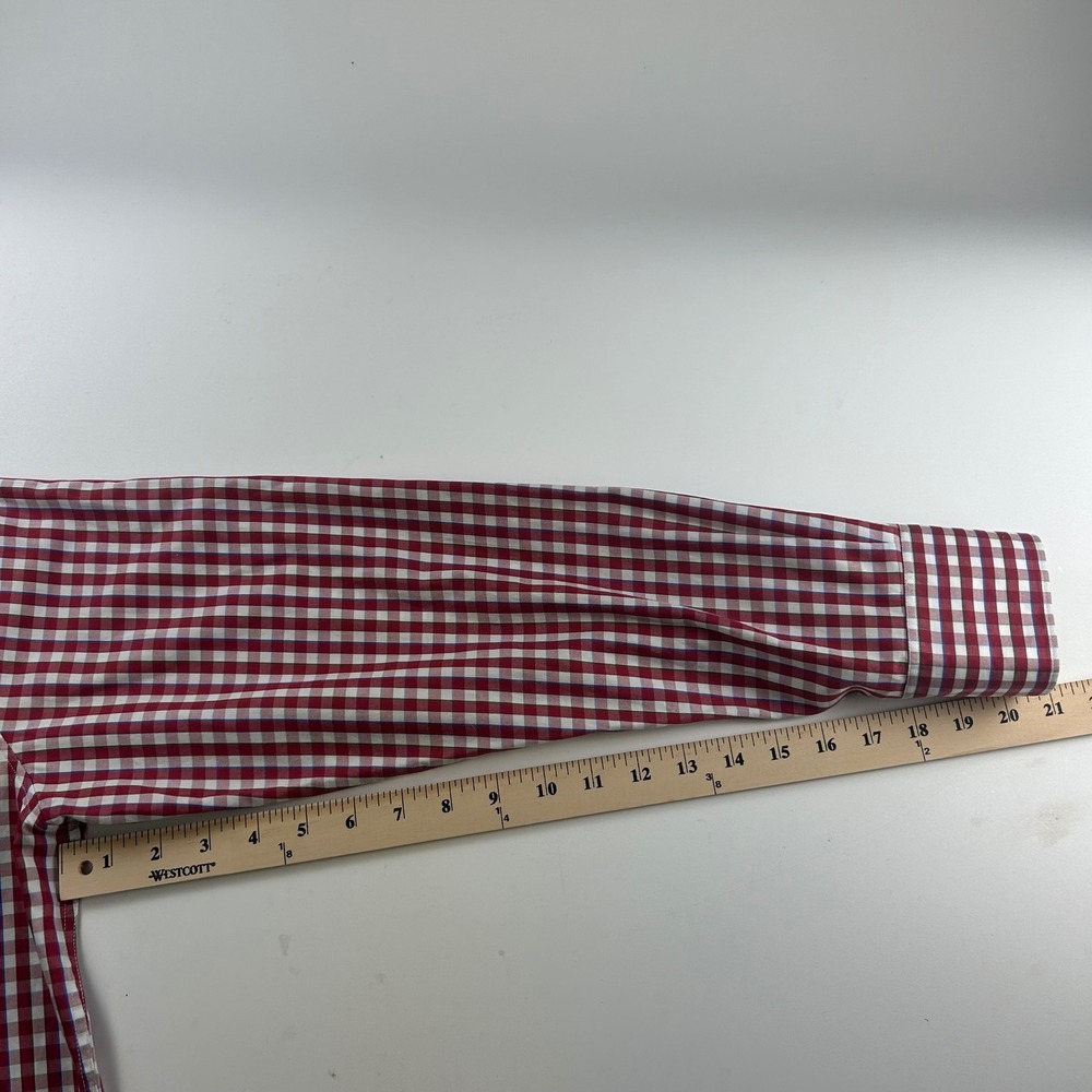 Robert Graham Men's M Tailored Fit Gingham Check Button Down Shirt Red White - Picture 10 of 12